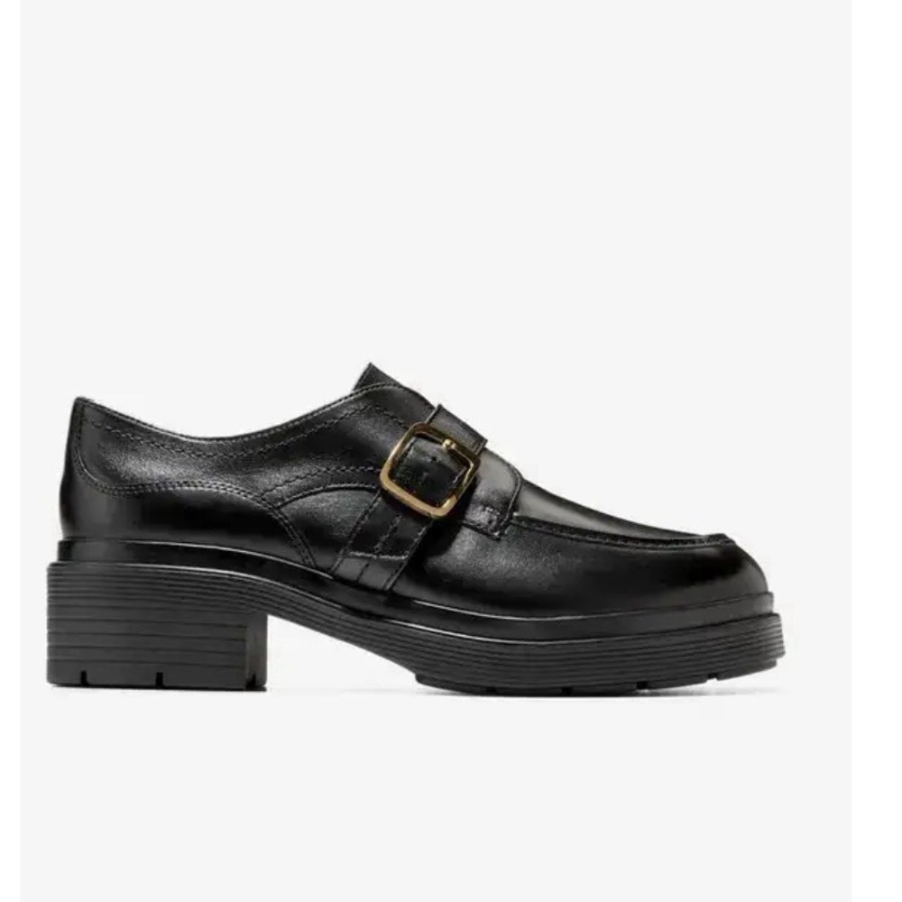 Cole Haan Carlitta Monk Strap Lug Oxfords Black Size 10B NEW
